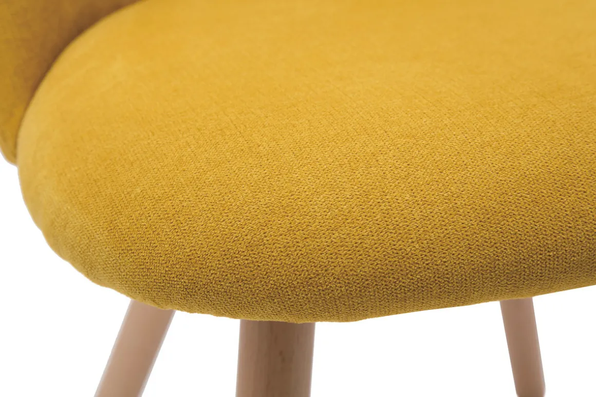 Shop Miliboo Set de 2 sillas nórdicas de tela efecto aterciopelado amarillo mostaza y haya maciza CELESTE