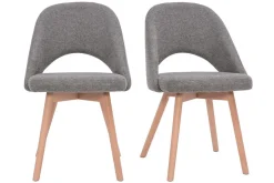 Store Miliboo Set de 2 sillas nórdicas de tela efecto aterciopelado texturizado gris con patas de haya maciza COSETTE
