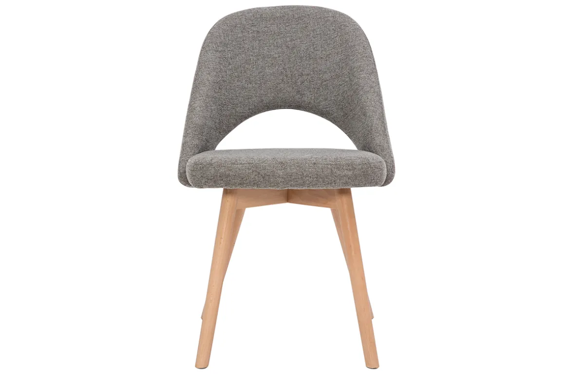 Store Miliboo Set de 2 sillas nórdicas de tela efecto aterciopelado texturizado gris con patas de haya maciza COSETTE