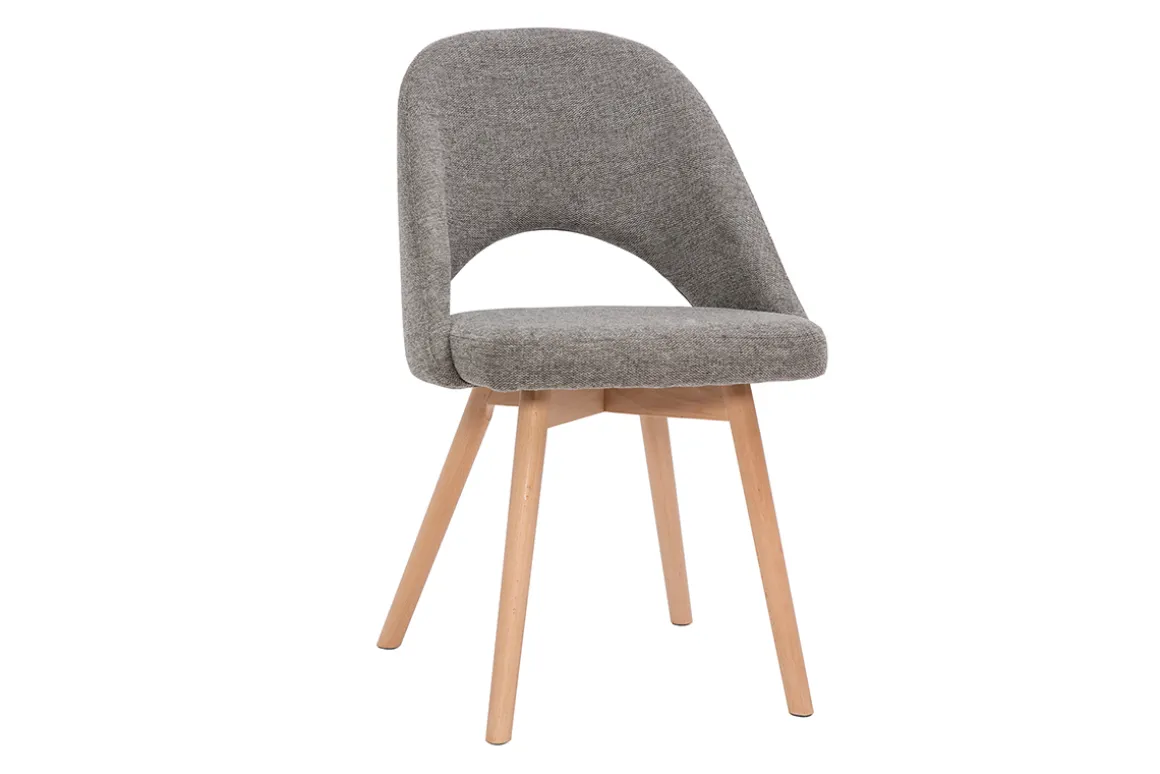 Store Miliboo Set de 2 sillas nórdicas de tela efecto aterciopelado texturizado gris con patas de haya maciza COSETTE