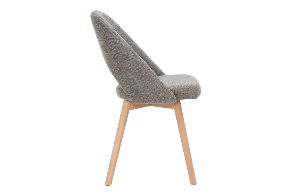 Store Miliboo Set de 2 sillas nórdicas de tela efecto aterciopelado texturizado gris con patas de haya maciza COSETTE