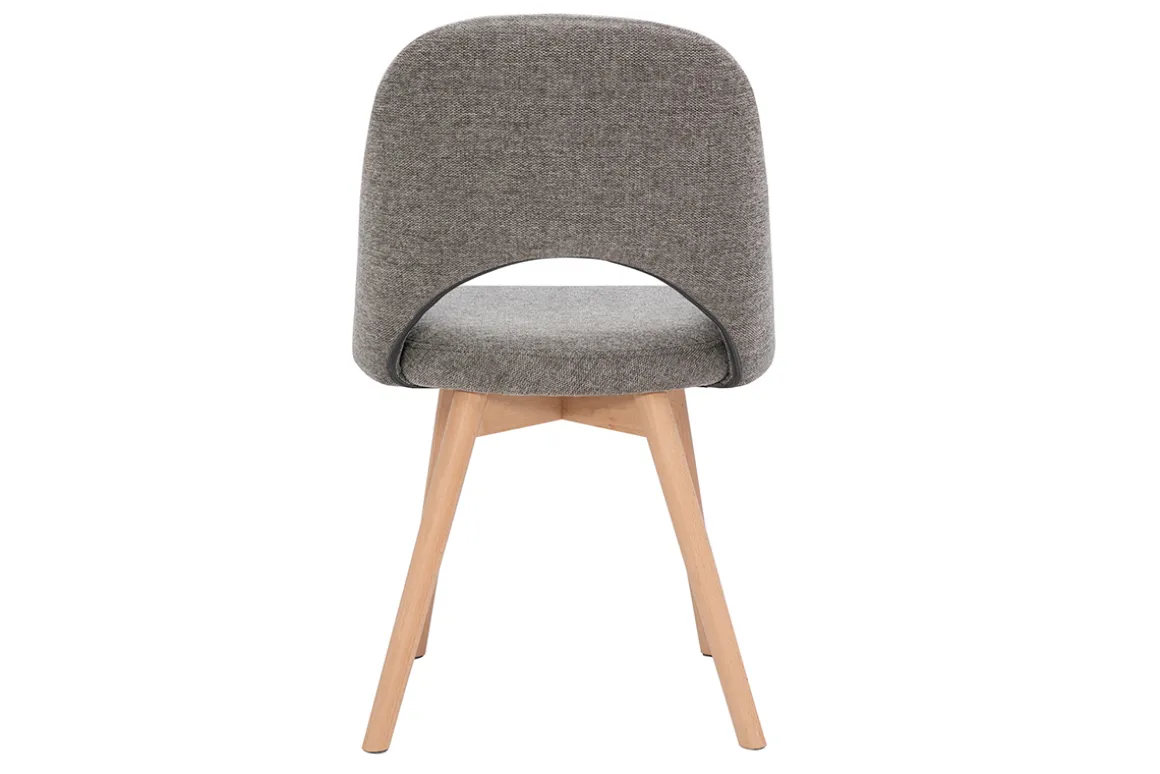 Store Miliboo Set de 2 sillas nórdicas de tela efecto aterciopelado texturizado gris con patas de haya maciza COSETTE