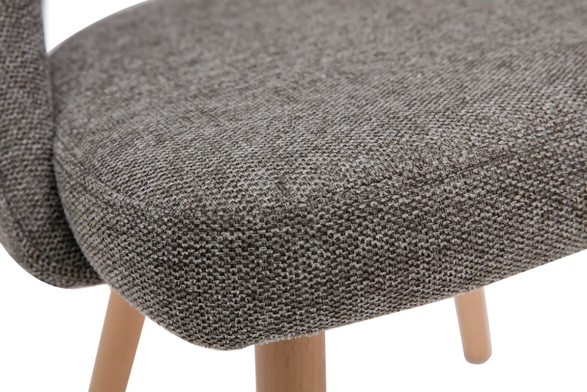 Store Miliboo Set de 2 sillas nórdicas de tela efecto aterciopelado texturizado gris con patas de haya maciza COSETTE