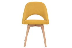 Outlet Miliboo Set de 2 sillas nórdicas de tela efecto aterciopelado texturizado amarillo mostaza con patas de haya maciza COSETTE