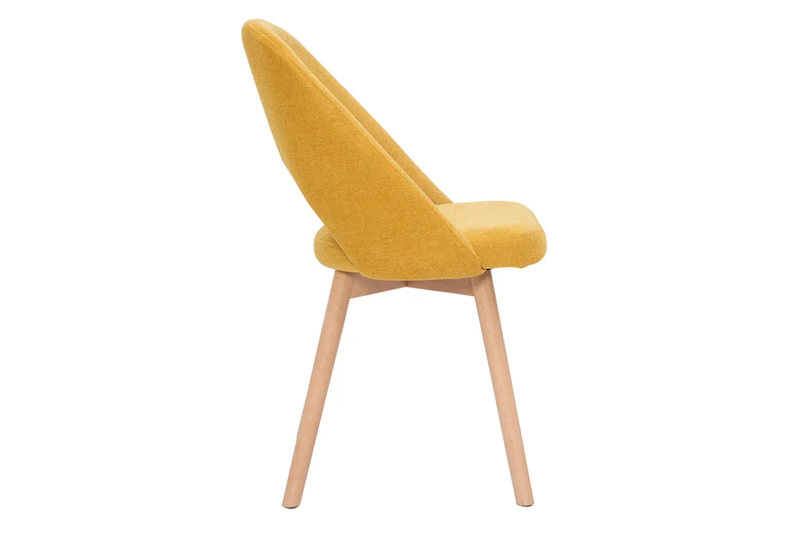 Outlet Miliboo Set de 2 sillas nórdicas de tela efecto aterciopelado texturizado amarillo mostaza con patas de haya maciza COSETTE