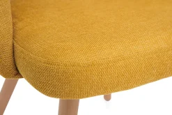Outlet Miliboo Set de 2 sillas nórdicas de tela efecto aterciopelado texturizado amarillo mostaza con patas de haya maciza COSETTE