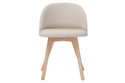 Fashion Miliboo Set de 2 sillas nórdicas de tela beige y haya maciza CELESTE