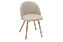 Fashion Miliboo Set de 2 sillas nórdicas de tela beige y haya maciza CELESTE