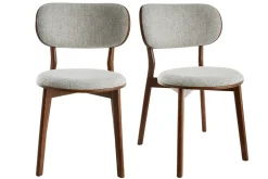 Shop Miliboo Set de 2 sillas nórdicas de madera oscura y tejido gris FAUVETTE