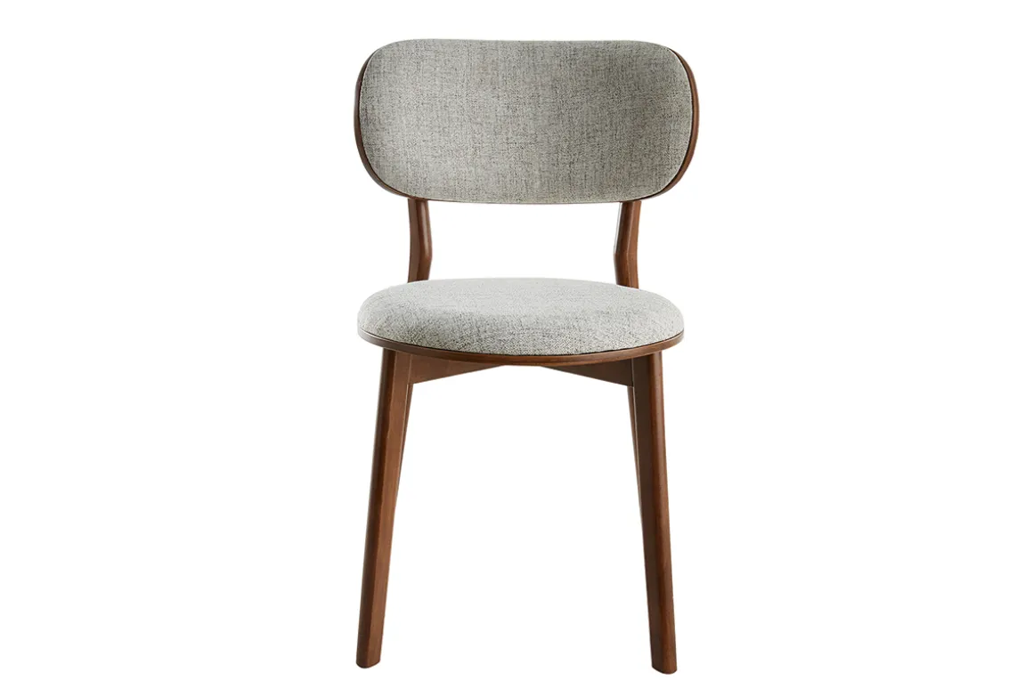 Shop Miliboo Set de 2 sillas nórdicas de madera oscura y tejido gris FAUVETTE