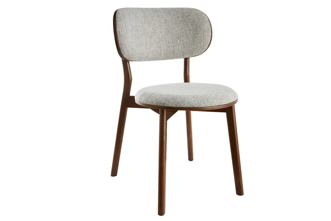 Shop Miliboo Set de 2 sillas nórdicas de madera oscura y tejido gris FAUVETTE