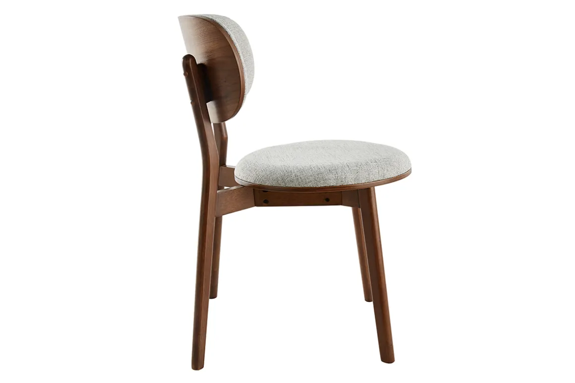 Shop Miliboo Set de 2 sillas nórdicas de madera oscura y tejido gris FAUVETTE