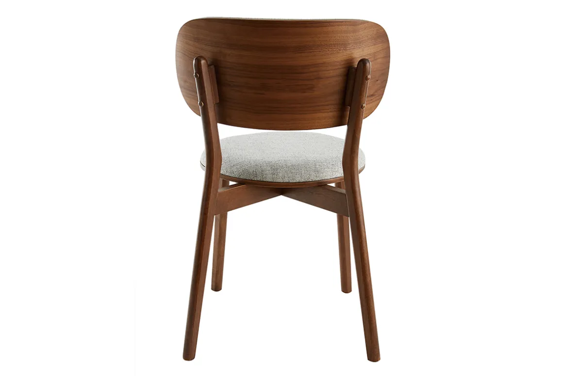 Shop Miliboo Set de 2 sillas nórdicas de madera oscura y tejido gris FAUVETTE