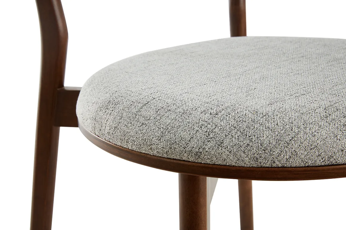 Shop Miliboo Set de 2 sillas nórdicas de madera oscura y tejido gris FAUVETTE