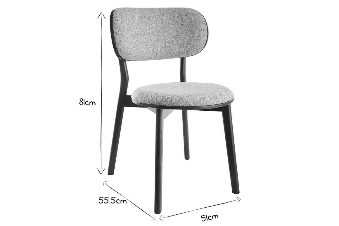 Shop Miliboo Set de 2 sillas nórdicas de madera oscura y tejido gris FAUVETTE