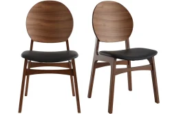 Flash Sale Miliboo Set de 2 sillas nórdicas de nogal y poliuretano negro ELTON