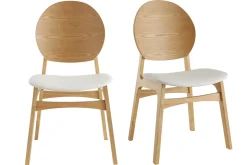 Shop Miliboo Set de 2 sillas nórdicas de madera clara y poliuretano blanco ELTON