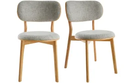 Sale Miliboo Set de 2 sillas nórdicas de madera clara y tejido gris FAUVETTE