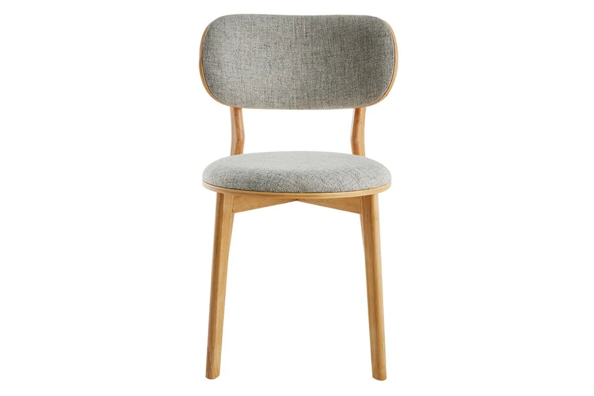 Sale Miliboo Set de 2 sillas nórdicas de madera clara y tejido gris FAUVETTE