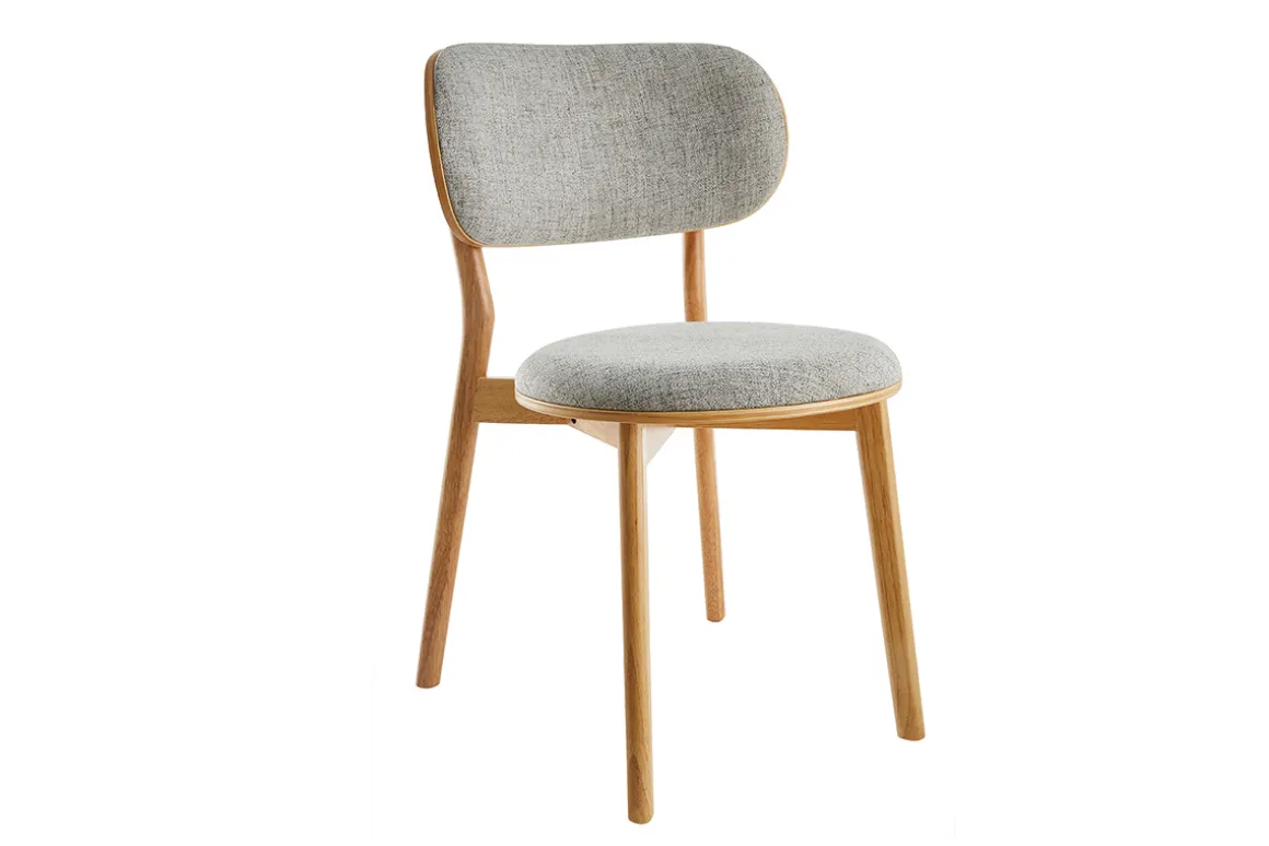 Sale Miliboo Set de 2 sillas nórdicas de madera clara y tejido gris FAUVETTE