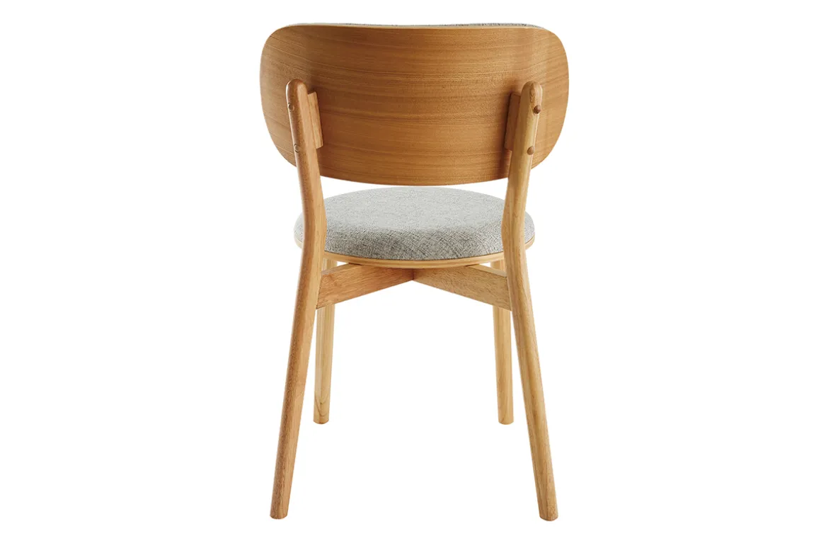 Sale Miliboo Set de 2 sillas nórdicas de madera clara y tejido gris FAUVETTE