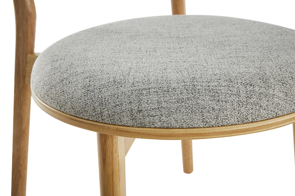 Sale Miliboo Set de 2 sillas nórdicas de madera clara y tejido gris FAUVETTE