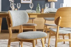 Sale Miliboo Set de 2 sillas nórdicas de madera clara y tejido gris FAUVETTE