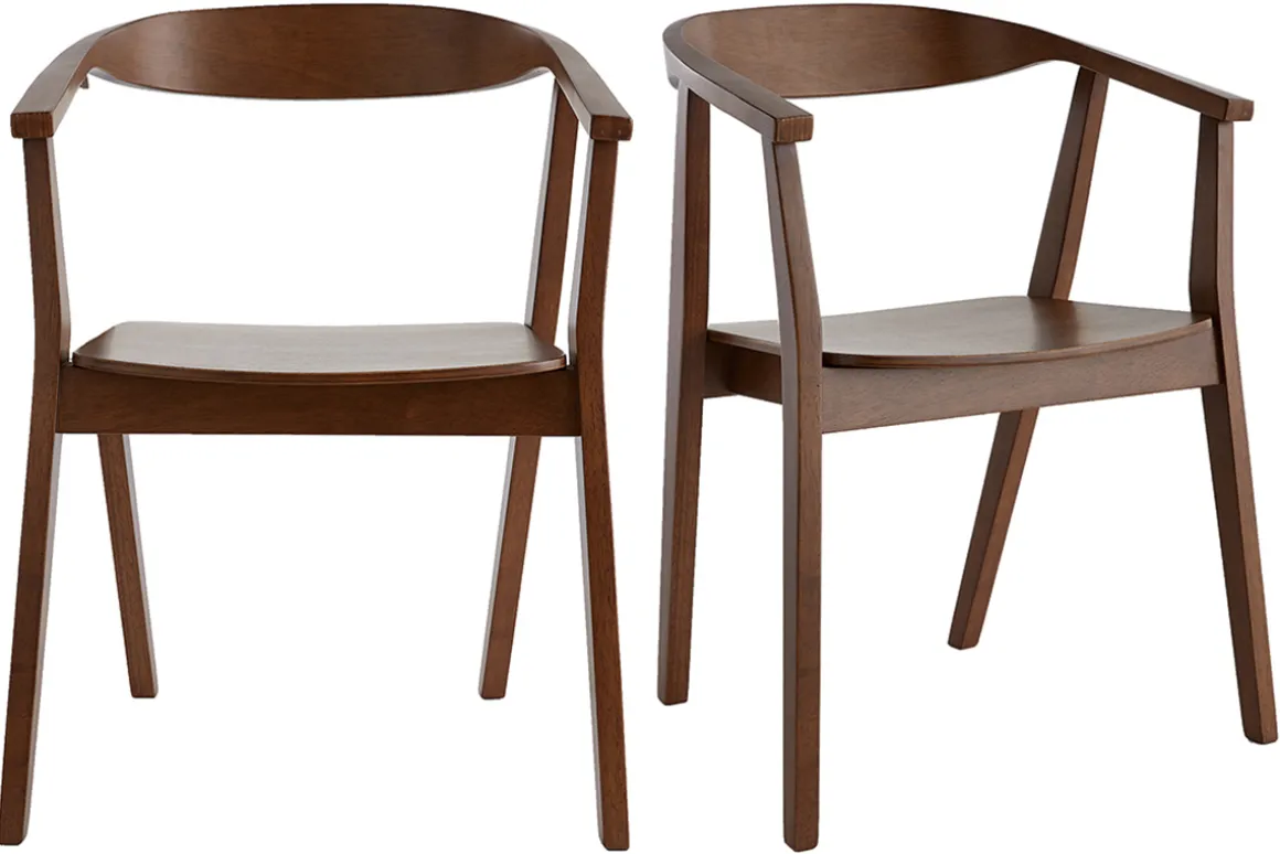 Hot Miliboo Set de 2 sillas nórdicas de madera oscura BAHIA