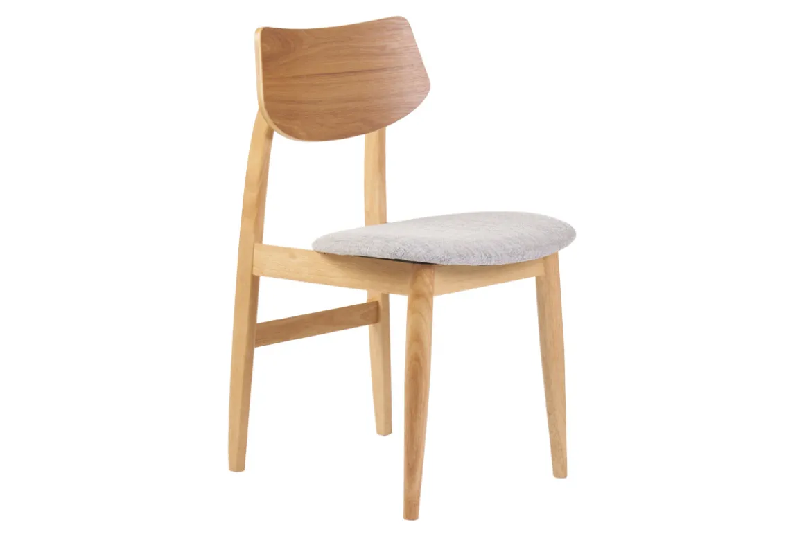 Best Miliboo Set de 2 sillas nórdicas de madera clara y tejido gris claro ELION