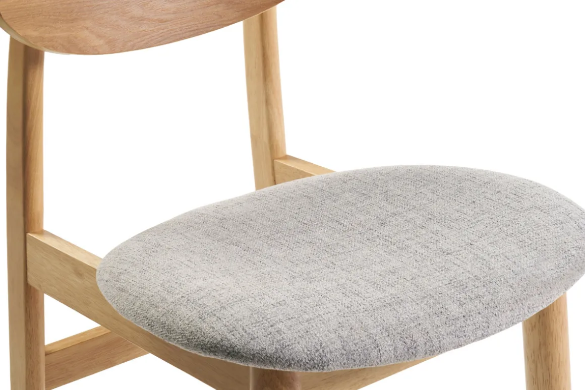 Best Miliboo Set de 2 sillas nórdicas de madera clara y tejido gris claro ELION