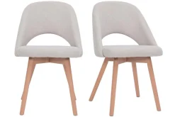 Discount Miliboo Set de 2 sillas nórdicas de tela efecto aterciopelado texturizado beige con patas de haya maciza COSETTE