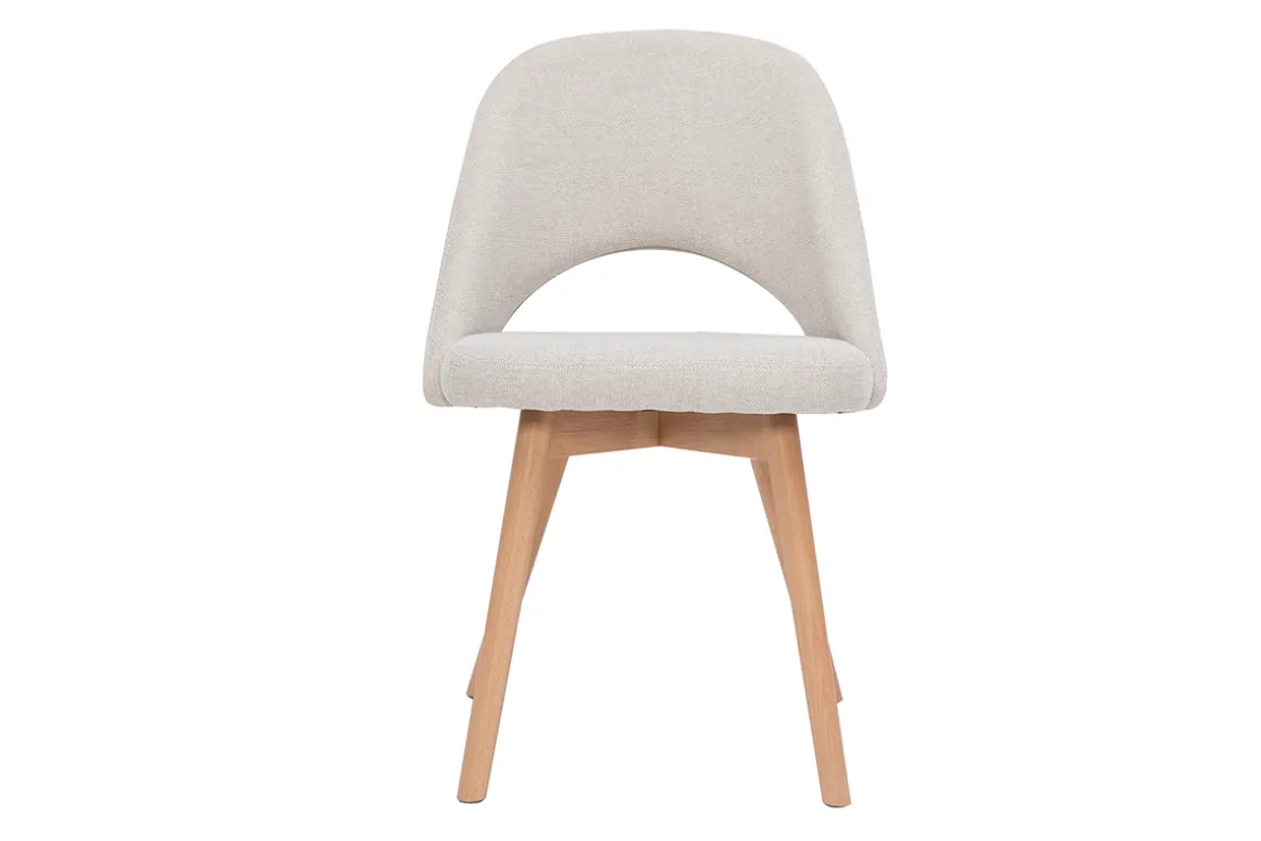 Discount Miliboo Set de 2 sillas nórdicas de tela efecto aterciopelado texturizado beige con patas de haya maciza COSETTE