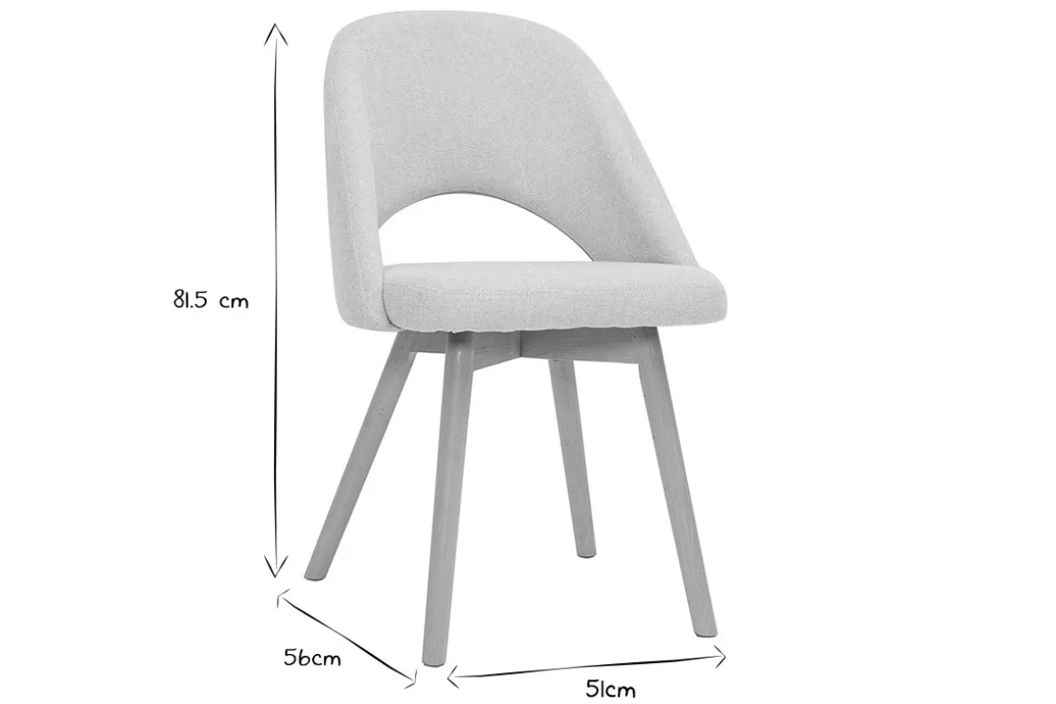 Discount Miliboo Set de 2 sillas nórdicas de tela efecto aterciopelado texturizado beige con patas de haya maciza COSETTE