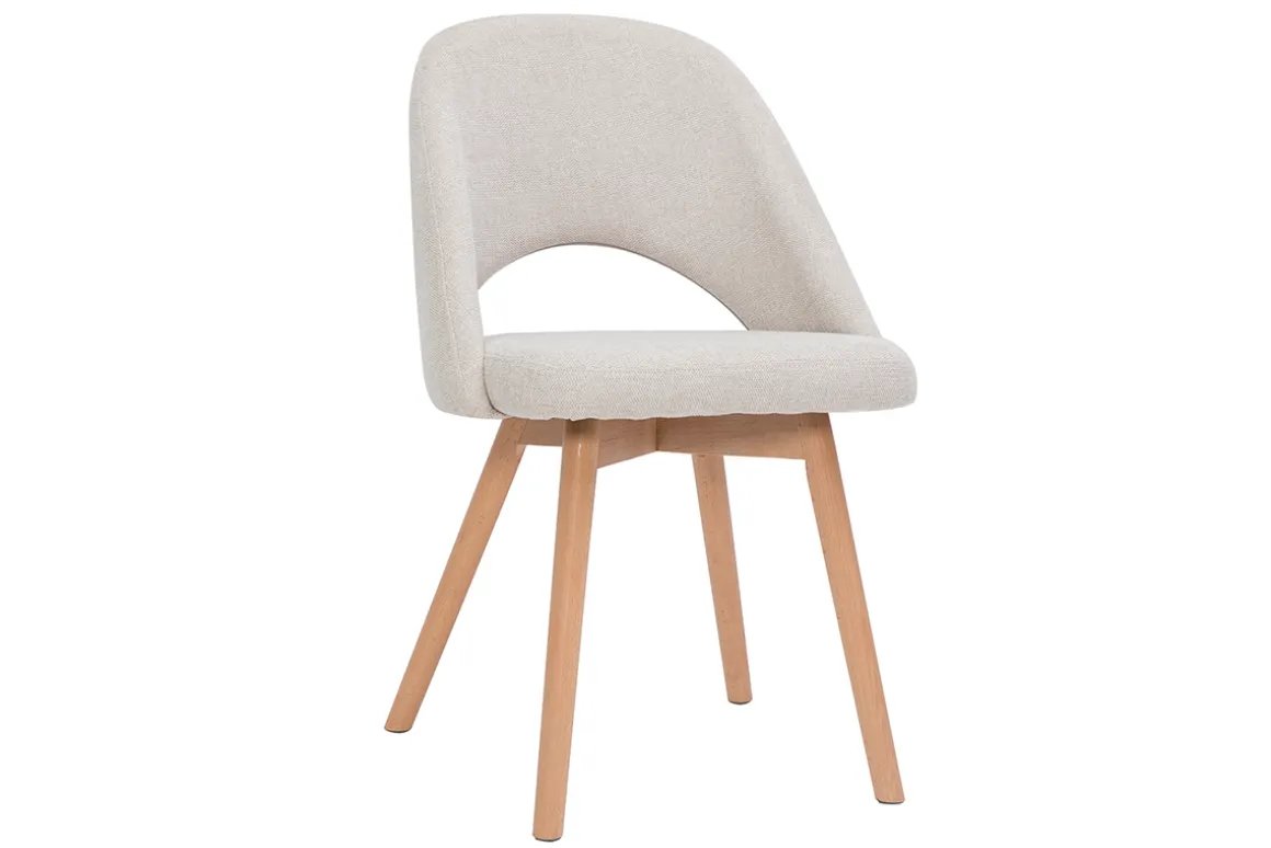 Discount Miliboo Set de 2 sillas nórdicas de tela efecto aterciopelado texturizado beige con patas de haya maciza COSETTE