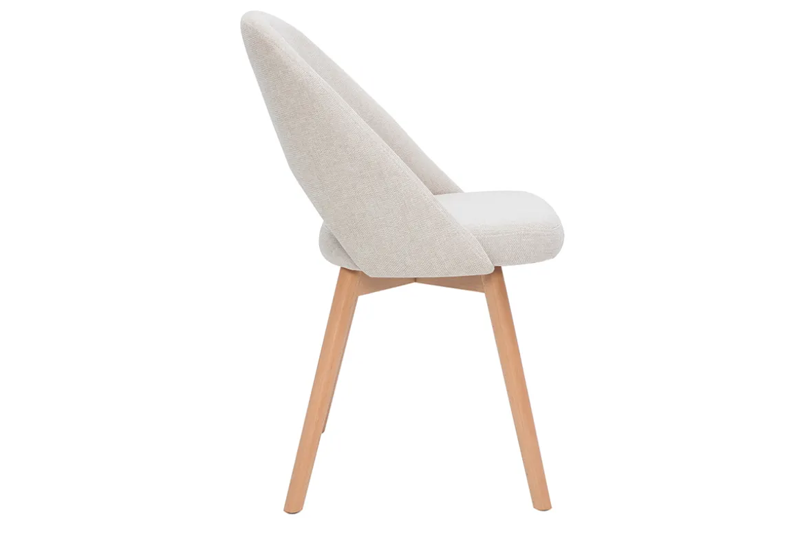 Discount Miliboo Set de 2 sillas nórdicas de tela efecto aterciopelado texturizado beige con patas de haya maciza COSETTE