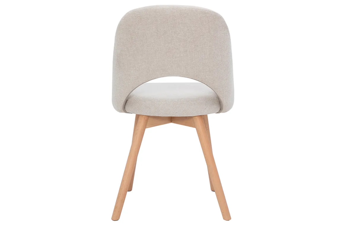 Discount Miliboo Set de 2 sillas nórdicas de tela efecto aterciopelado texturizado beige con patas de haya maciza COSETTE