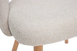 Discount Miliboo Set de 2 sillas nórdicas de tela efecto aterciopelado texturizado beige con patas de haya maciza COSETTE