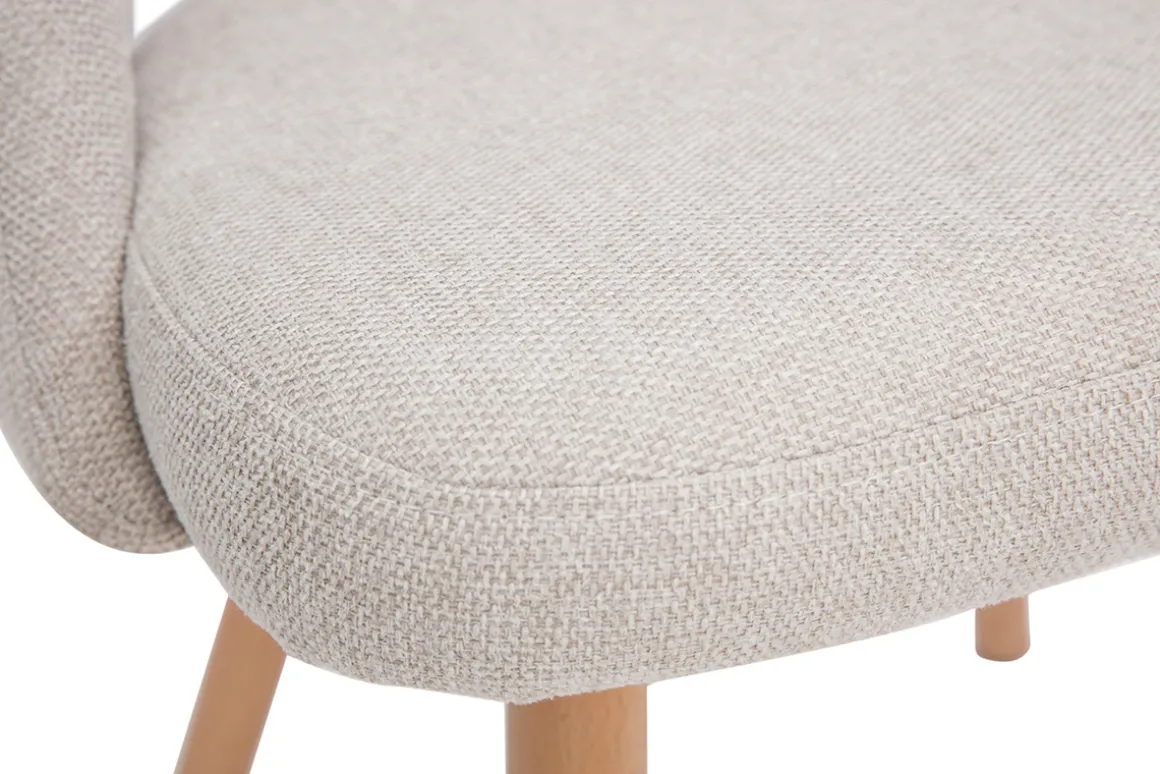 Discount Miliboo Set de 2 sillas nórdicas de tela efecto aterciopelado texturizado beige con patas de haya maciza COSETTE