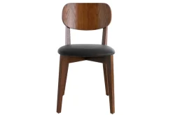 Outlet Miliboo Set de 2 sillas vintage con acabado en nogal y asiento negro LUCIA