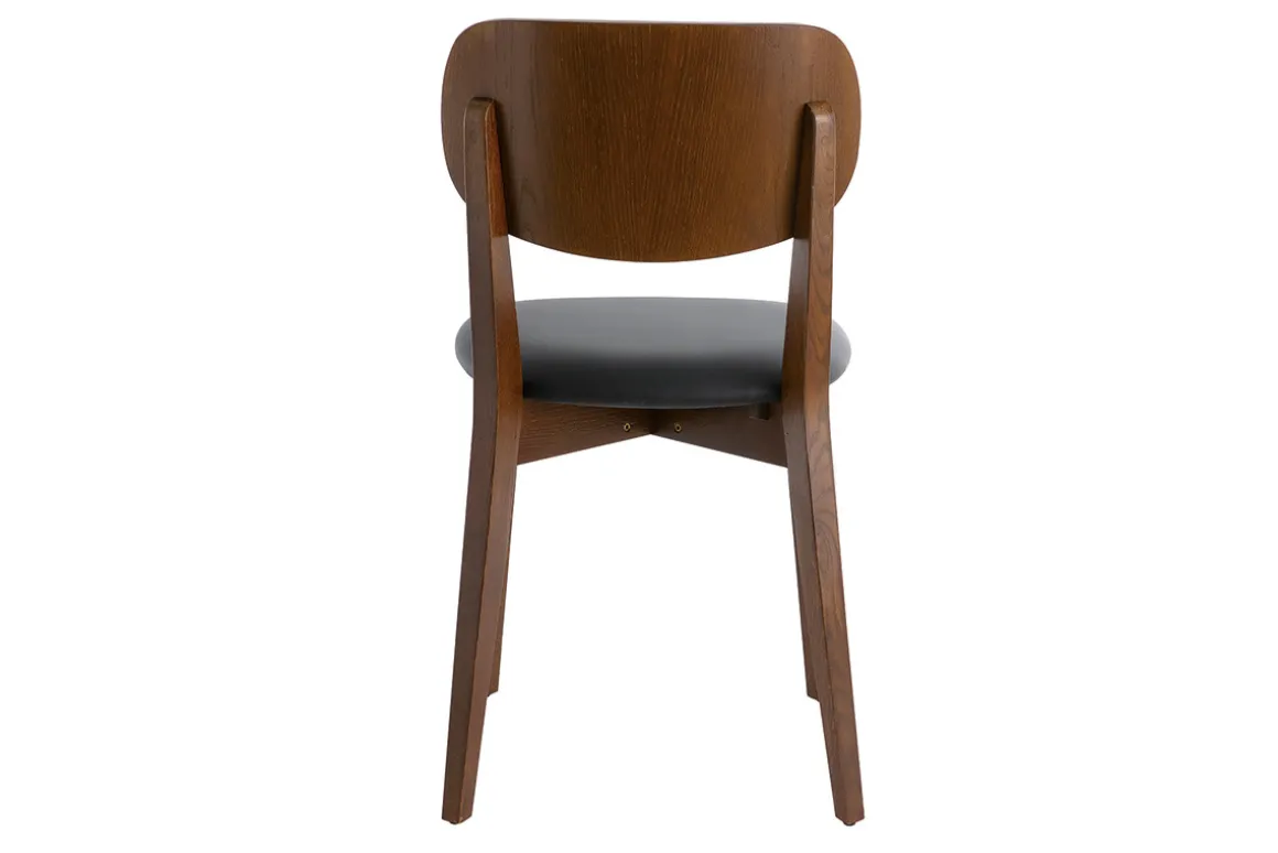 Outlet Miliboo Set de 2 sillas vintage con acabado en nogal y asiento negro LUCIA