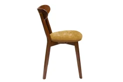 New Miliboo Set de 2 sillas vintage de roble oscuro y tejido efecto aterciopelado amarillo mostaza DOVE