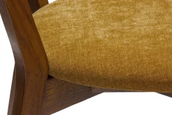 New Miliboo Set de 2 sillas vintage de roble oscuro y tejido efecto aterciopelado amarillo mostaza DOVE