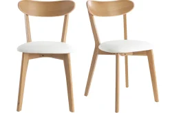 Clearance Miliboo Set de 2 sillas vintage de roble con asiento blanco DOVE