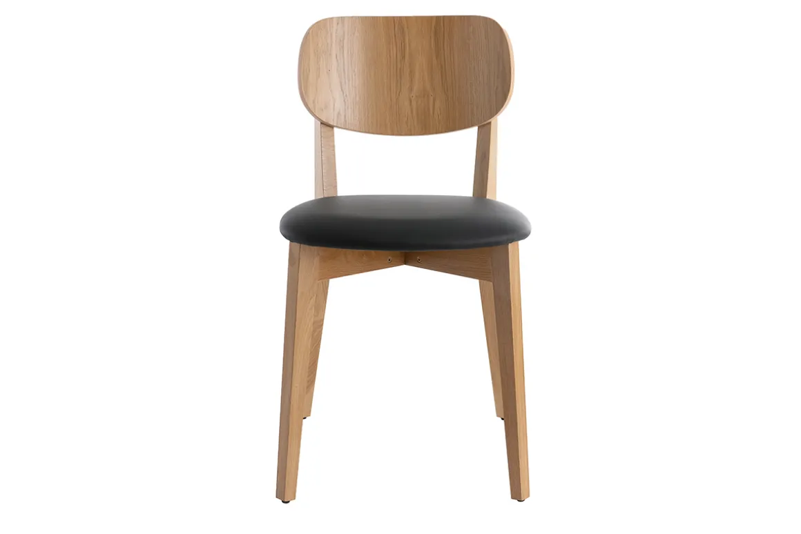 Fashion Miliboo Set de 2 sillas vintage de roble con asiento negro LUCIA