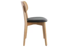 Fashion Miliboo Set de 2 sillas vintage de roble con asiento negro LUCIA