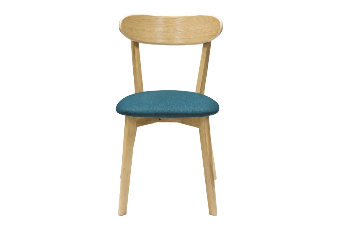 Best Sale Miliboo Set de 2 sillas vintage roble y asiento azul pavo real DOVE