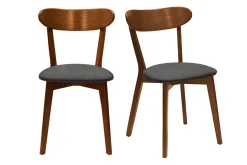 Cheap Miliboo Set de 2 sillas vintage roble oscuro y asiento gris DOVE