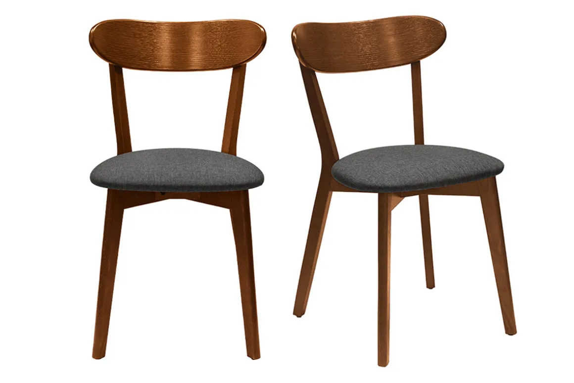 Cheap Miliboo Set de 2 sillas vintage roble oscuro y asiento gris DOVE