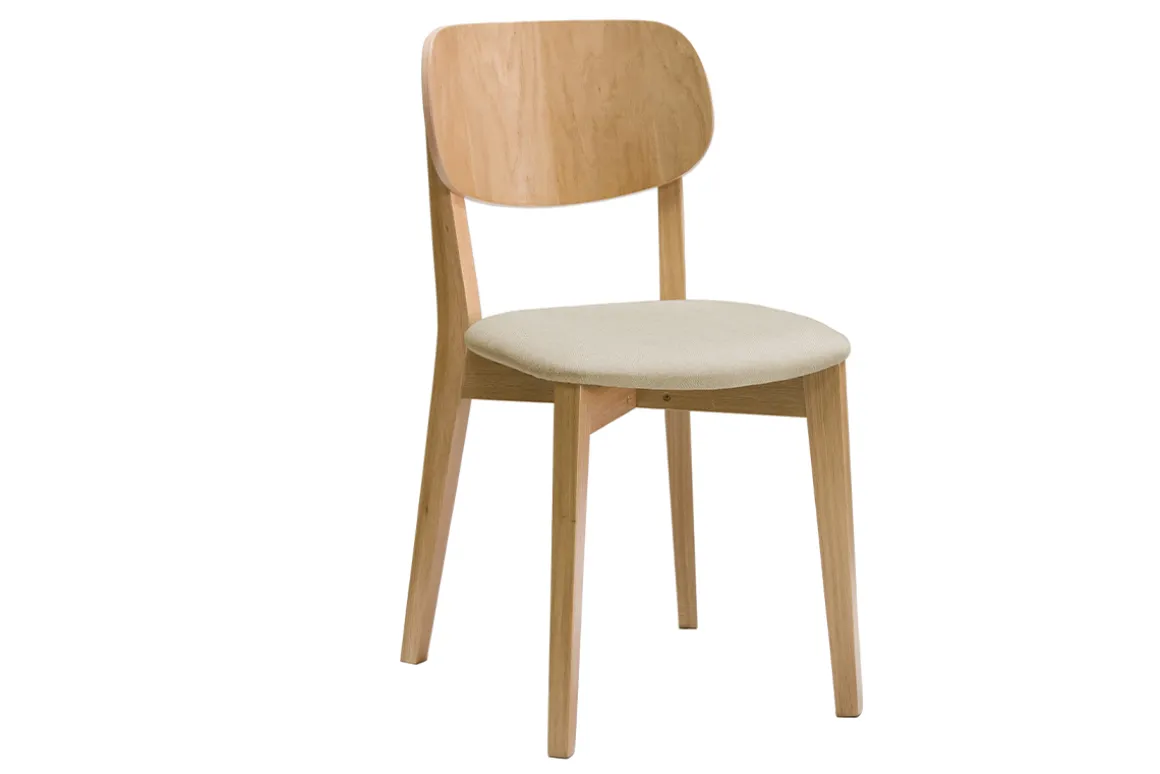 Online Miliboo Set de 2 sillas vintage roble y asiento beige LUCIA