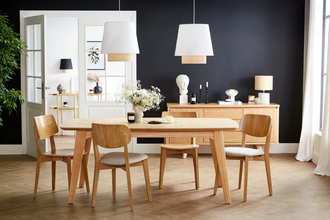 Online Miliboo Set de 2 sillas vintage roble y asiento beige LUCIA